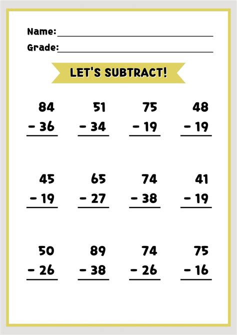 subtraction worksheets